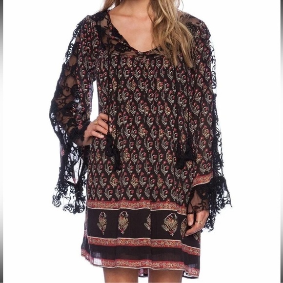 Free People Nomad Child Boho Floral Lace Tunic XS oversized - Picture 6 of 16